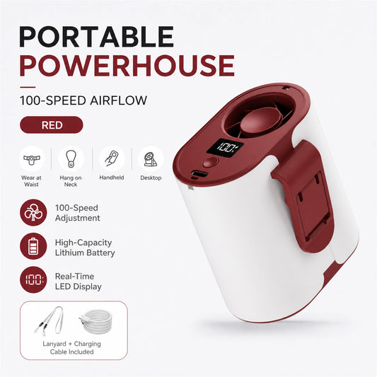 4-in-1 Rechargeable Waist Fan with 100-Speed Control