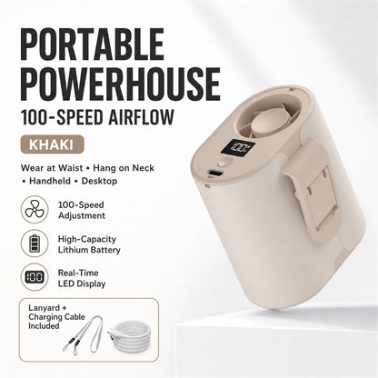 4-in-1 Rechargeable Waist Fan with 100-Speed Control