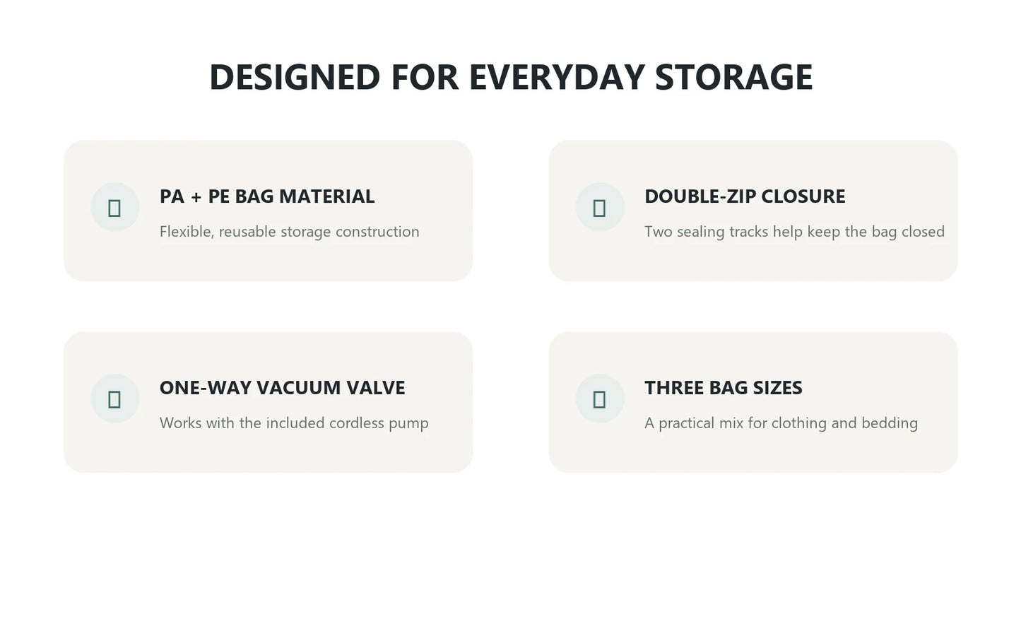 Reusable vacuum bag features including PA and PE material double zipper and one-way valve