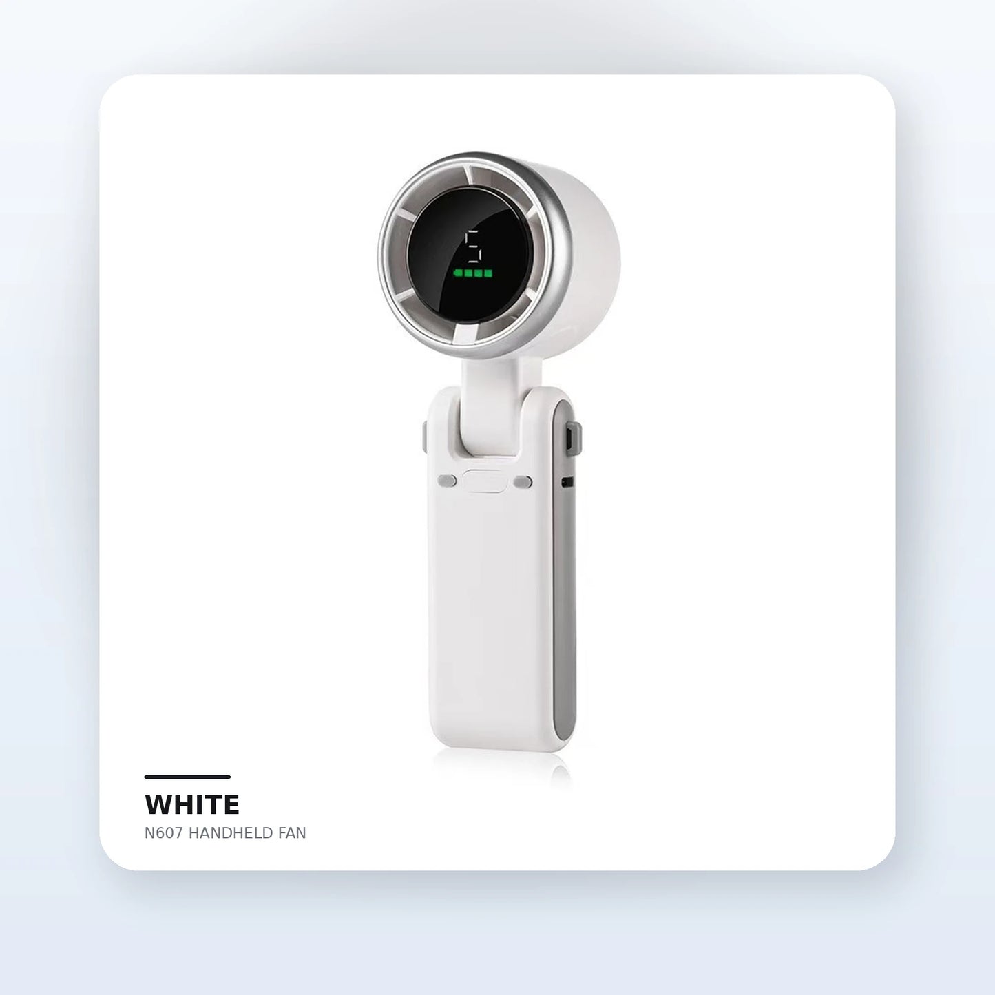 N607 Foldable Handheld Turbo Fan with Digital Display – 5 Speeds