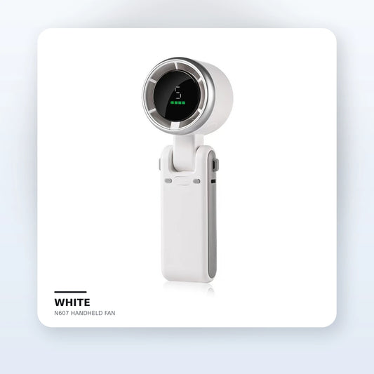 N607 Foldable Handheld Turbo Fan with Digital Display – 5 Speeds