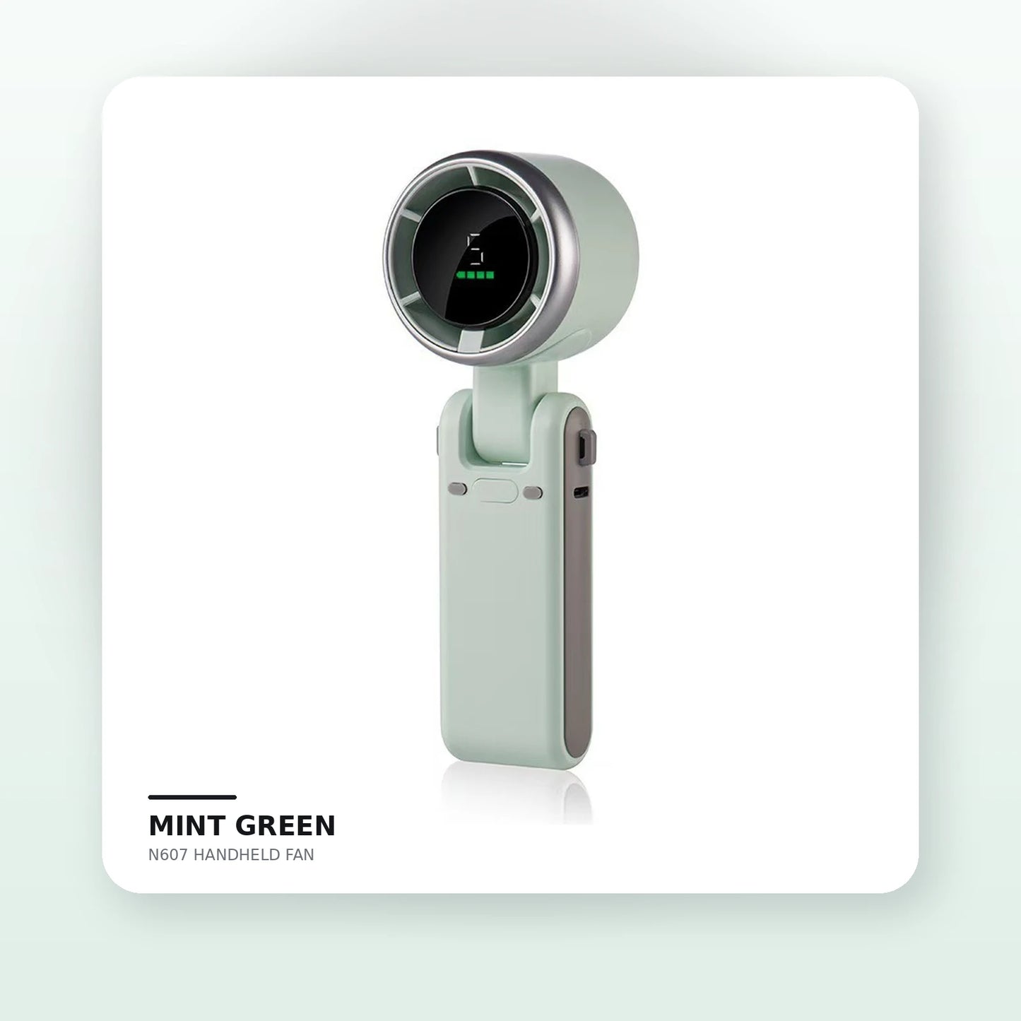 N607 Foldable Handheld Turbo Fan with Digital Display – 5 Speeds