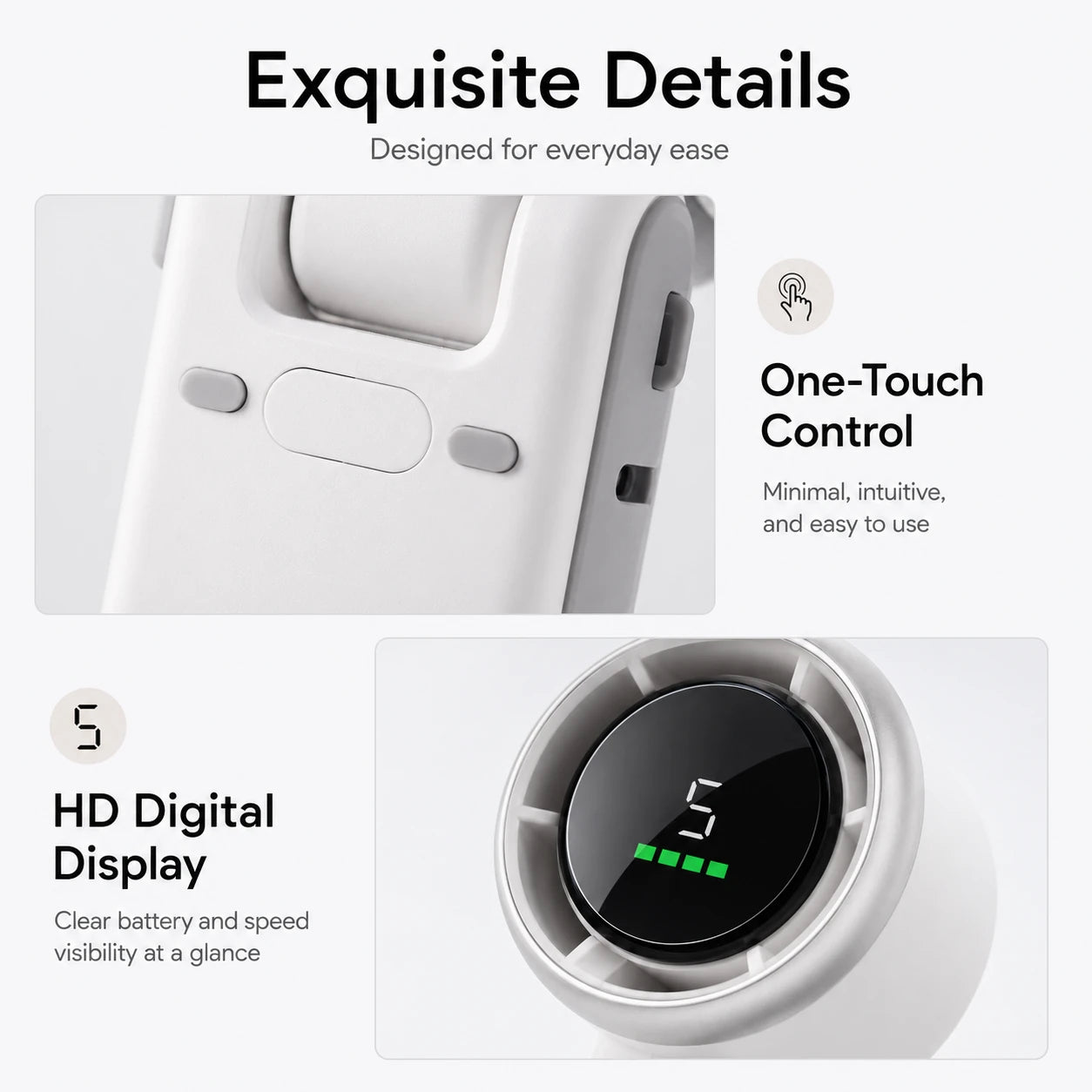 N607 Foldable Handheld Turbo Fan with Digital Display – 5 Speeds